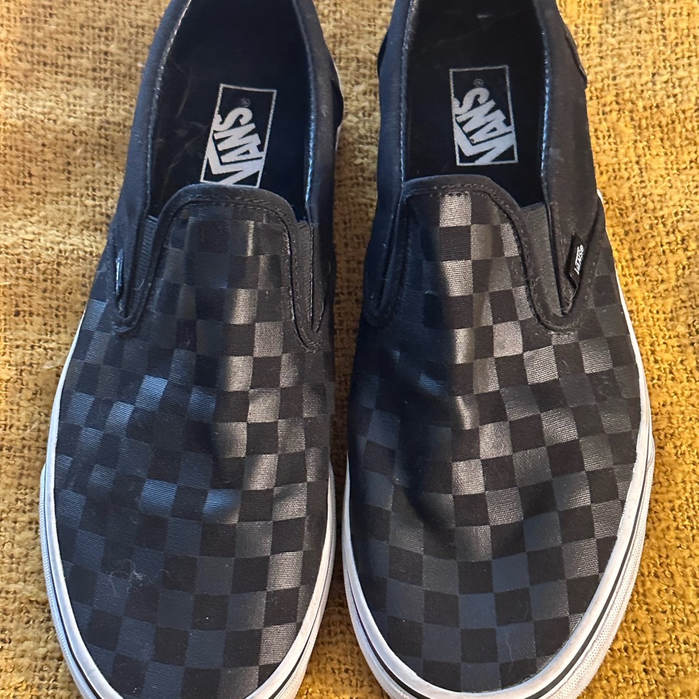 Vans Black Checkerboard Slip-On Sneakers